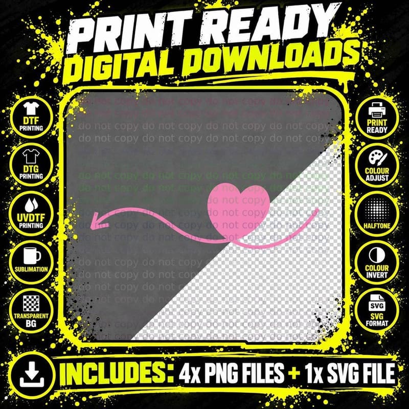 Pink Heart with Arrow Heart Wreath T-Shirt Png SVG Digital Bundle