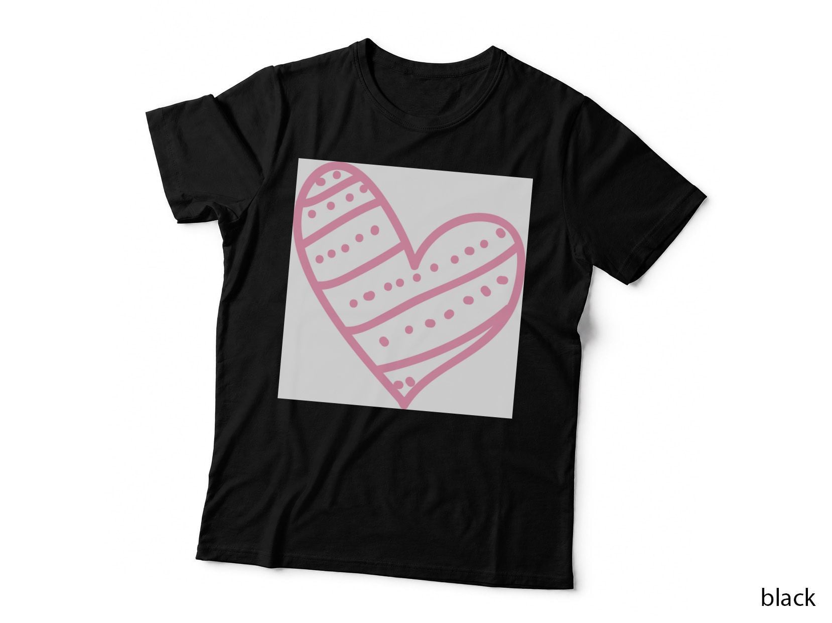 Pink Heart with Dotted Lines Heart Wreath T-Shirt, Heart Wreath Graphic Tee