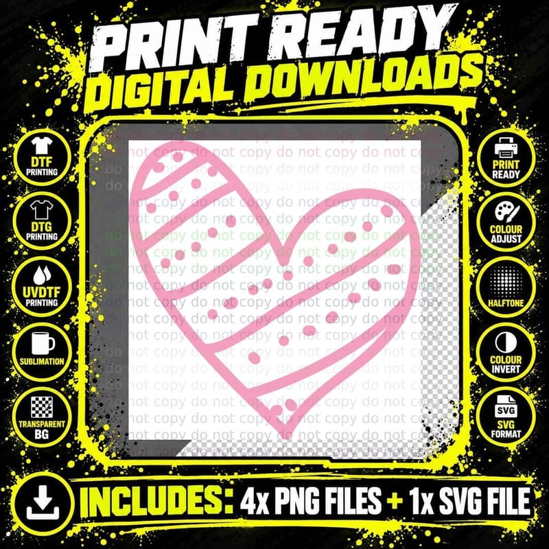 Pink Heart with Dotted Lines Heart Wreath T-Shirt Png SVG Digital Bundle