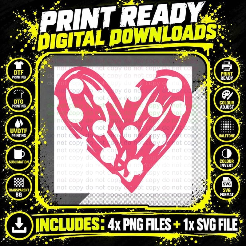 Pink Heart with White Musical Notes Heart Wreath T-Shirt Png SVG Digital Bundle