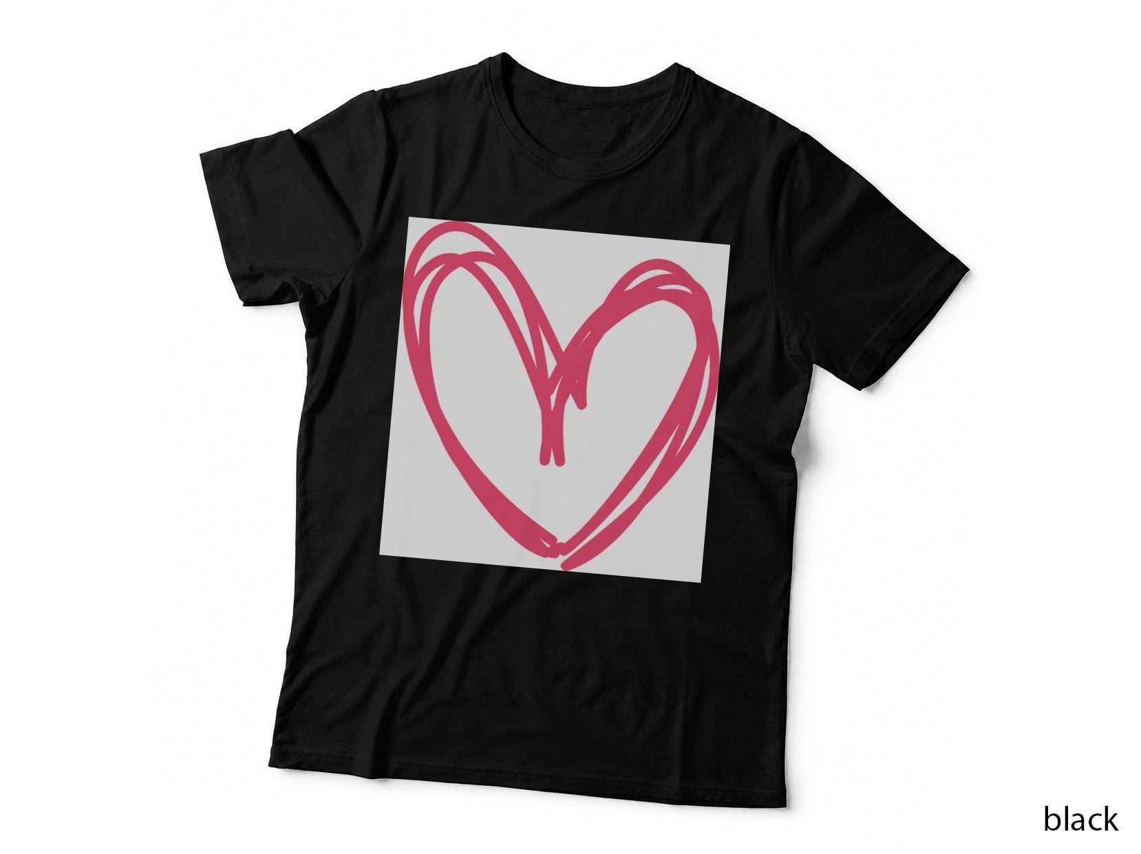 Pink Scribbled Heart Outline Heart Wreath T-Shirt, Heart Wreath Graphic Tee
