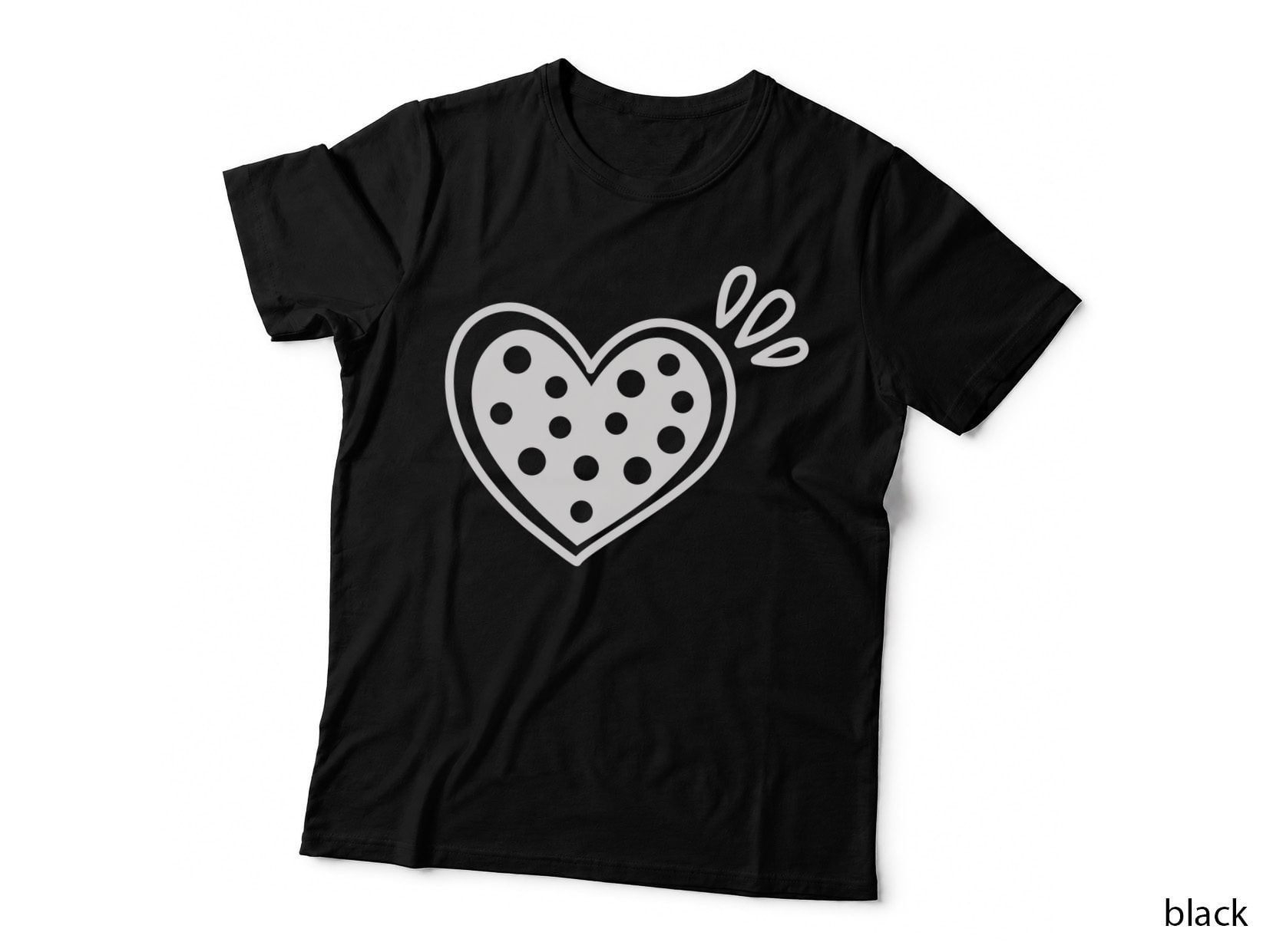 Polka Dot Heart Outline Heart T-Shirt, Heart Graphic Tee, Cute Heart Shirt