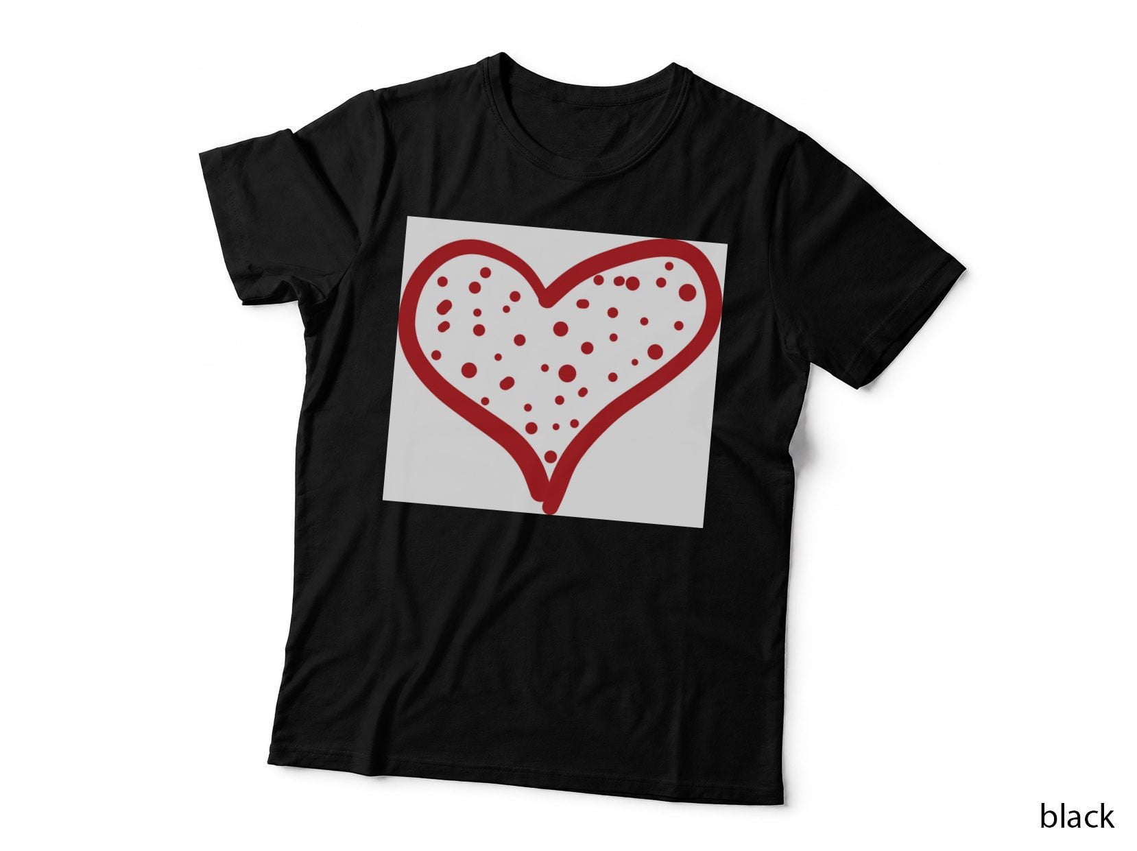 Polka Dot Heart Outline Heart Wreath T-Shirt, Heart Wreath Graphic Tee