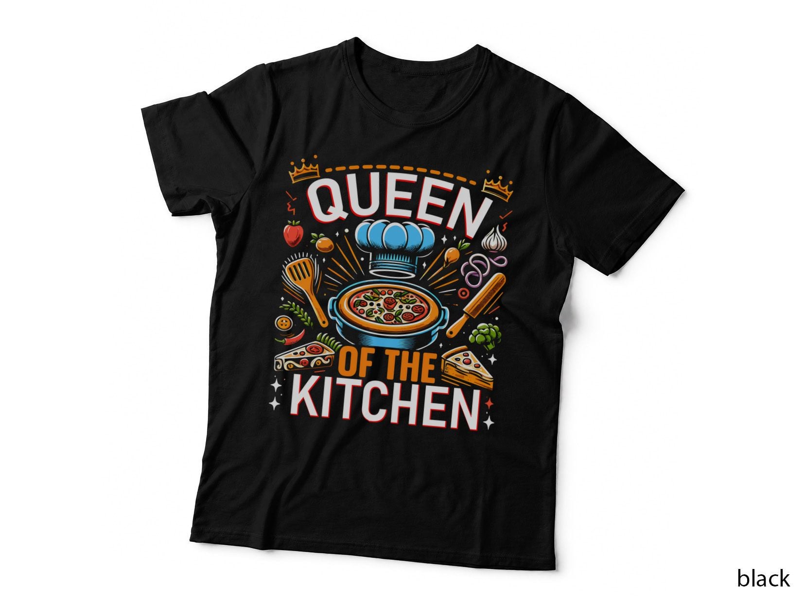 Queen of the Kitchen Heartbeat T-Shirt, Cooking Utensils and Food Graphic Tee