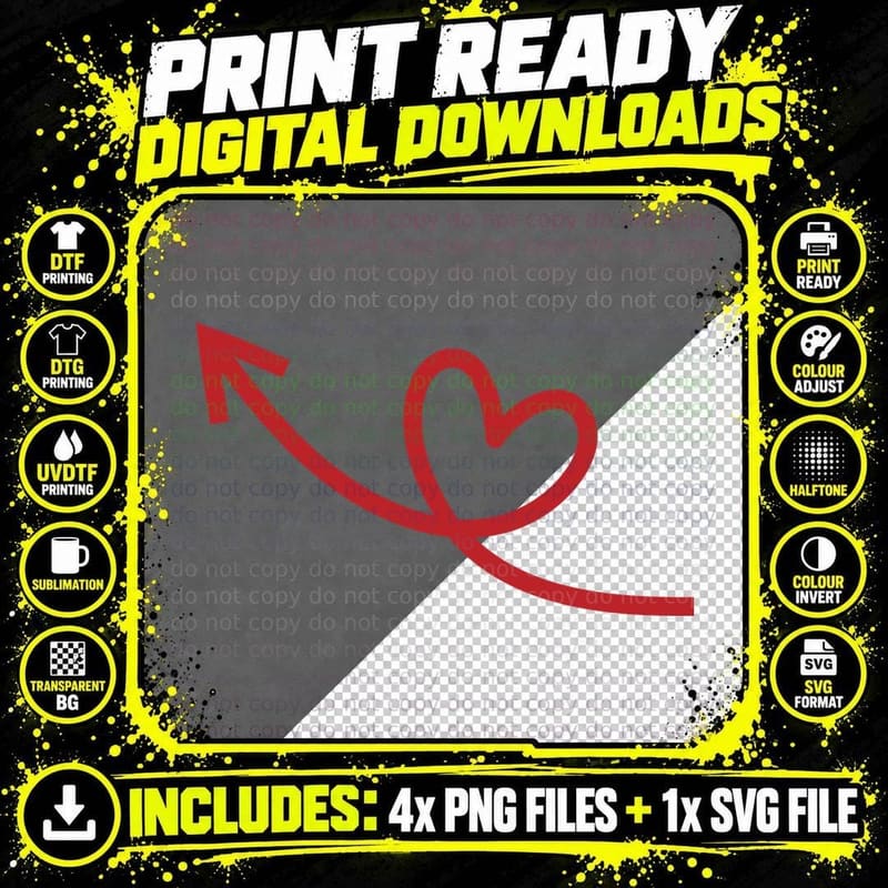 Red Arrow Heart Shape Heart Wreath T-Shirt Png SVG Digital Bundle