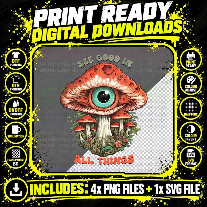 See Good in All Things Hippie T-Shirt Png SVG Digital Bundle