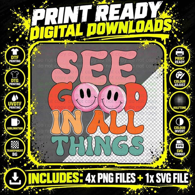 See Good in All Things Hippie T-Shirt Png SVG Digital Bundle