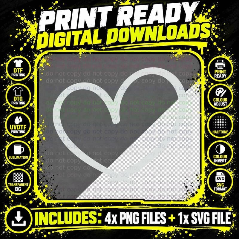 Simple Heart Outline Heart Wreath T-Shirt Png SVG Digital Bundle