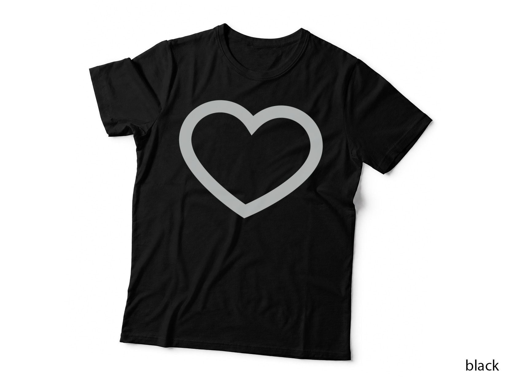 Simple Heart Outline on Gray Heart T-Shirt, Heart Graphic Tee, Heart Lover Shirt