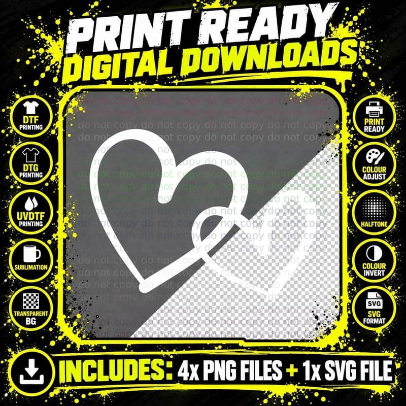 Two Hearts Intertwined Heart Wreath T-Shirt Png SVG Digital Bundle