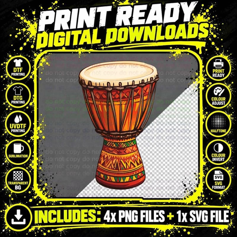 African Drum Artwork Kwanzaa T-Shirt Png SVG Digital Bundle