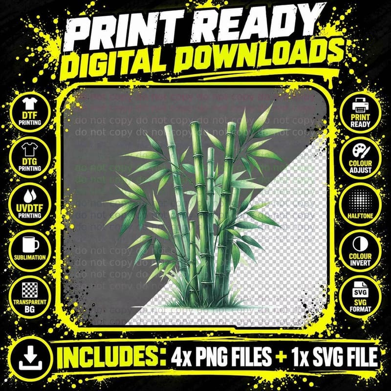 Bamboo Plant with Green Leaves Lunar New Year T-Shirt Png SVG Digital Bundle