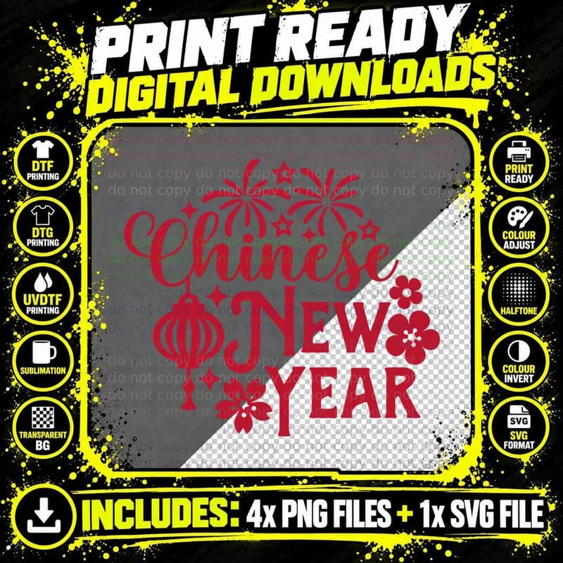 Chinese New Year Lunar New Year T-Shirt Png SVG Digital Bundle