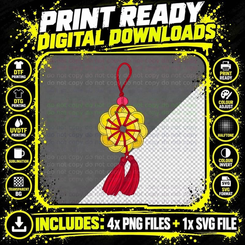 Chinese New Year Ornament Lunar New Year T-Shirt Png SVG Digital Bundle