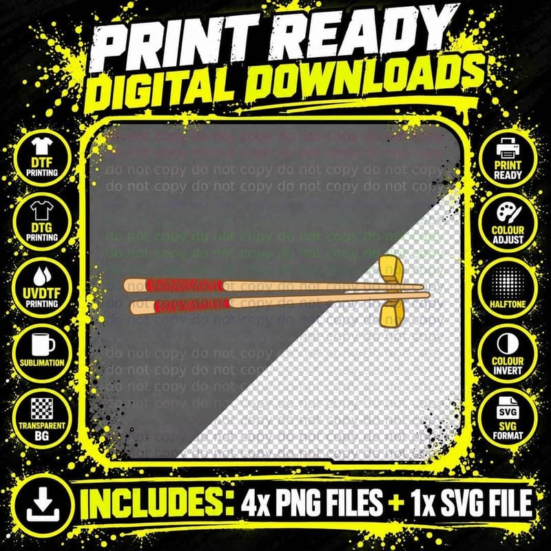 Drumsticks with Glowing Tips Lunar New Year T-Shirt Png SVG Digital Bundle