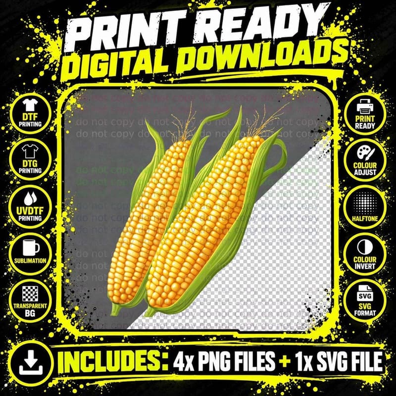 Fresh Corn on Cob Illustration Kwanzaa T-Shirt Png SVG Digital Bundle