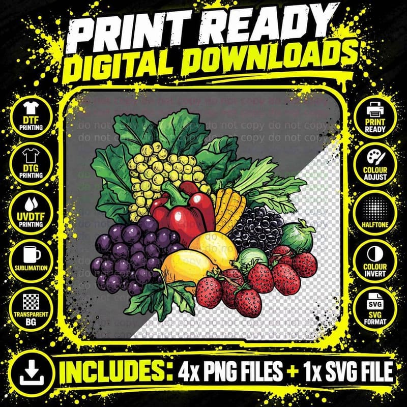Fresh Fruit Medley Kwanzaa T-Shirt, Kwanzaa Graphic Tee Png SVG Digital Bundle