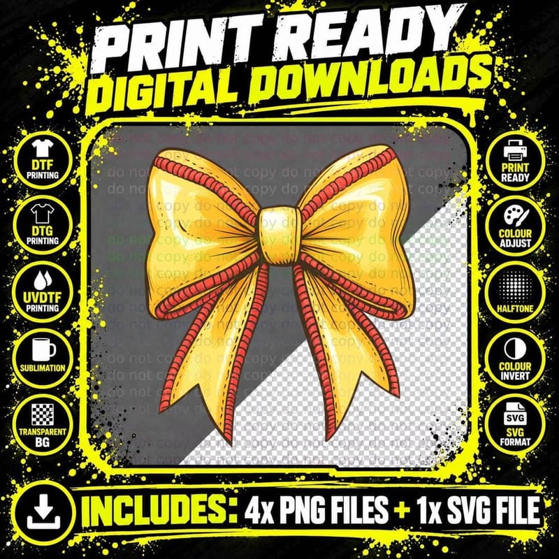 Golden Bow on Gray Background Softball T-Shirt Png SVG Digital Bundle