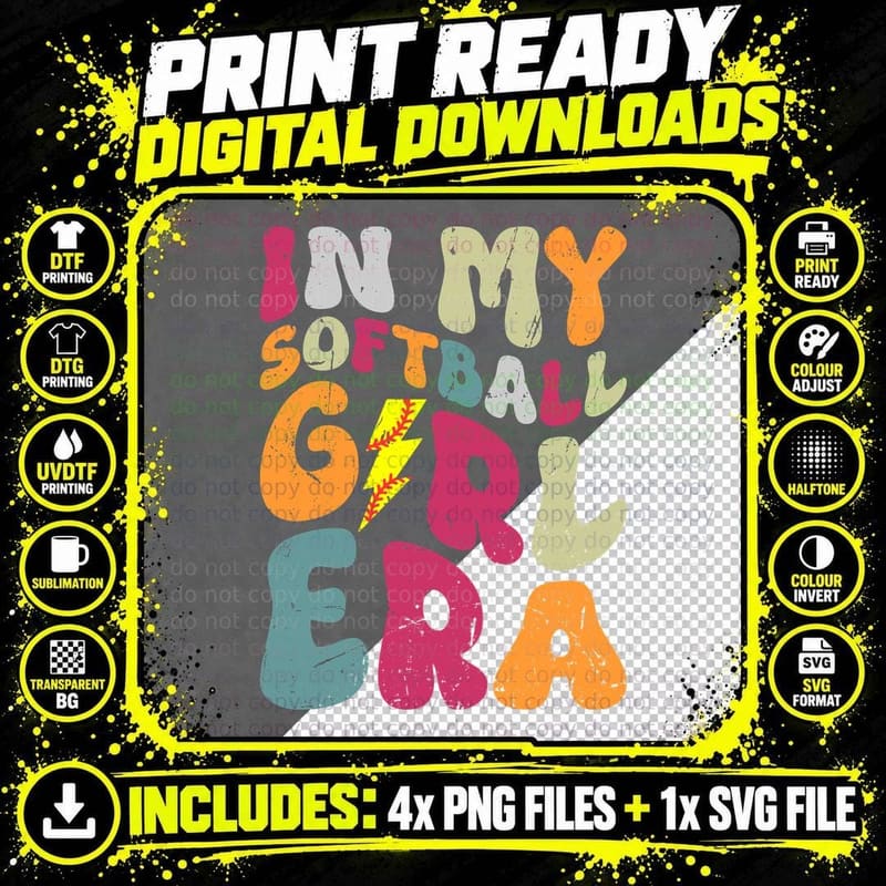 In My Softball Girl Era Softball T-Shirt Png SVG Digital Bundle