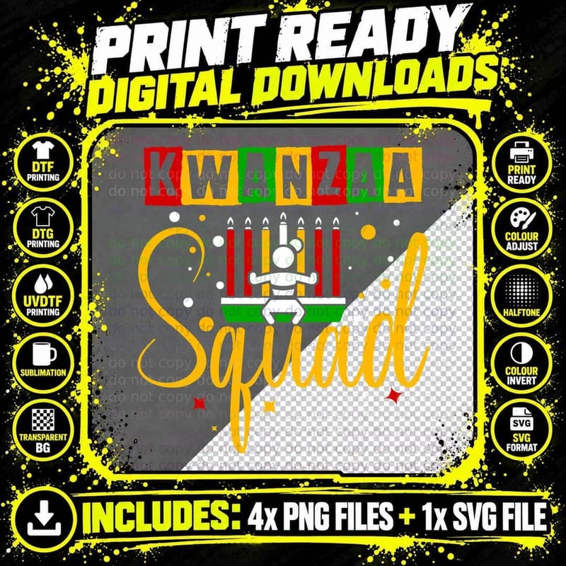 Kwanzaa Squad Kwanzaa T-Shirt, Kwanzaa Celebration with Png SVG Digital Bundle