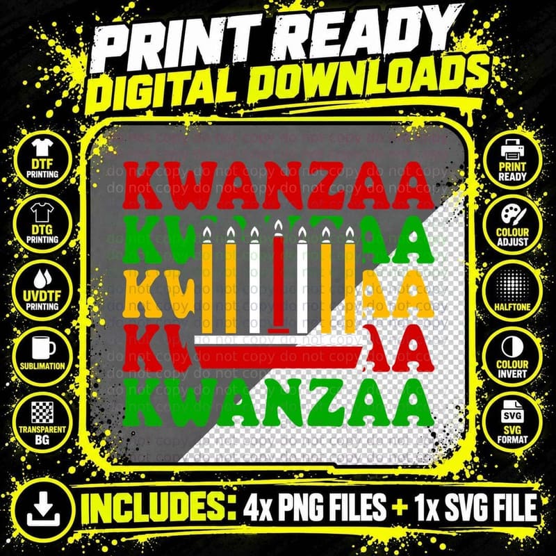 Kwanzaa T-Shirt, Kwanzaa Celebration with Candles Png SVG Digital Bundle