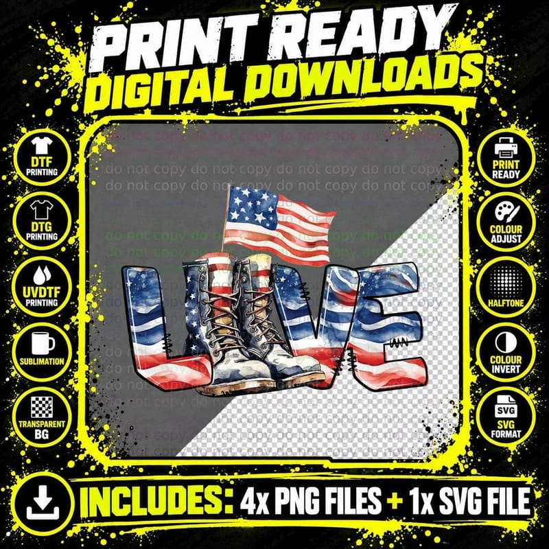 Love Patriotic T-Shirt, Patriotic Boots with Flag Png SVG Digital Bundle