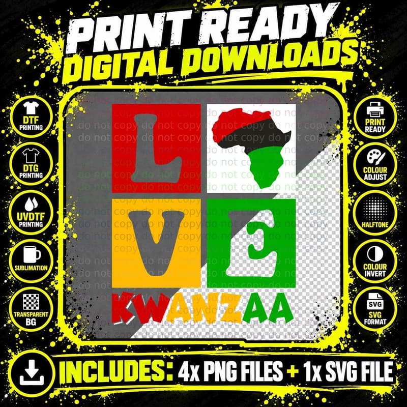 Lovekwanzaa Kwanzaa T-Shirt, Love Kwanzaa Graphic Tee Png SVG Digital Bundle