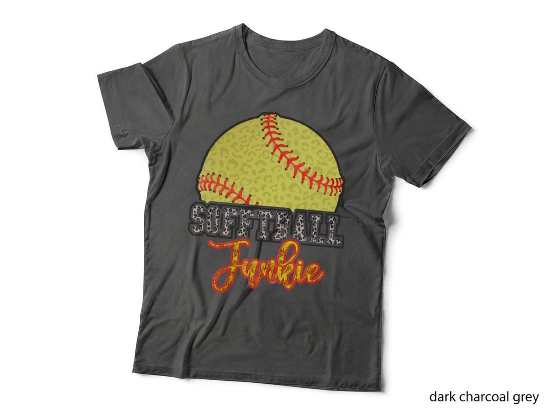 Softball Junkie Softball T-Shirt, Softball Ball with Leopard Print Graphic Tee