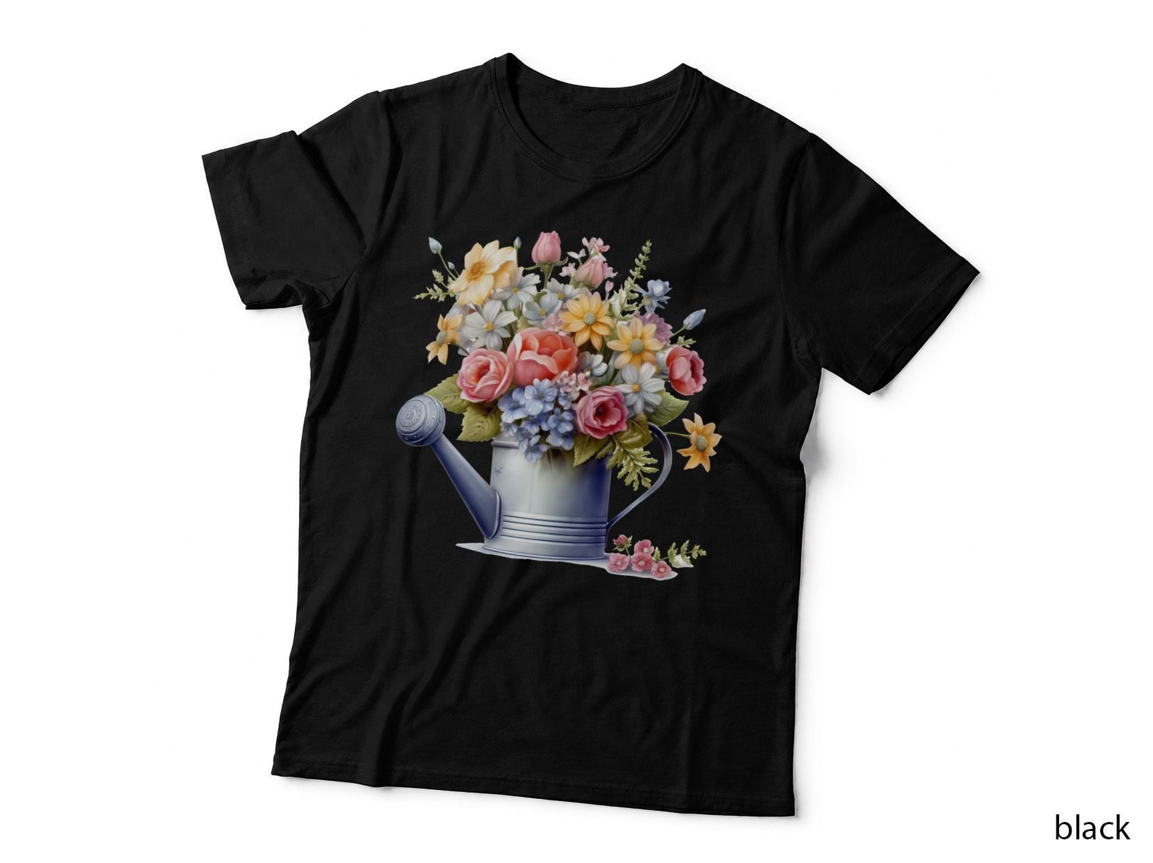 Spring Bouquet in Watering Can Spring T-Shirt, Spring Graphic Tee