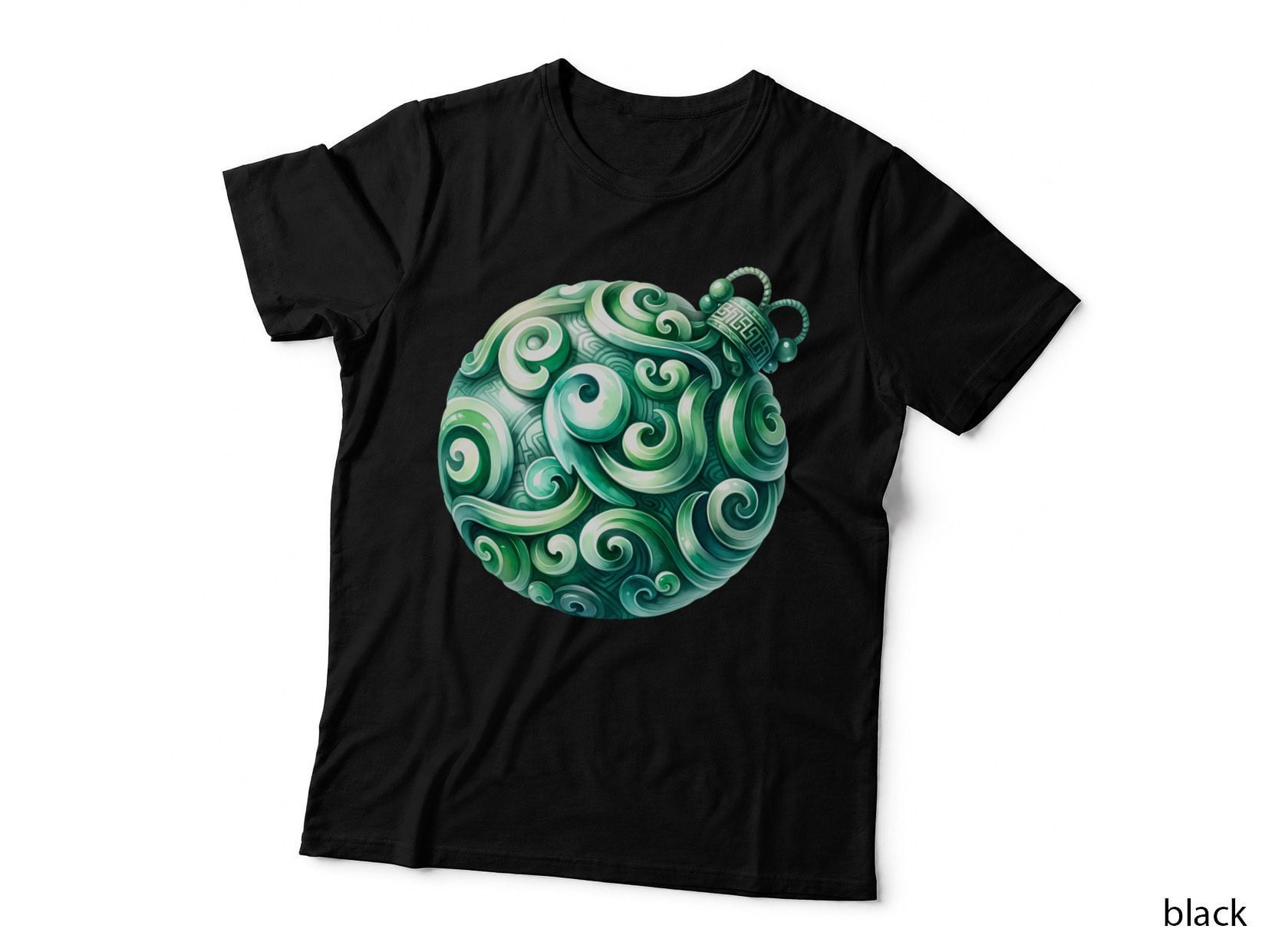 Swirling Green Jade Ornament Lunar New Year T-Shirt, Lunar New Year Graphic Tee