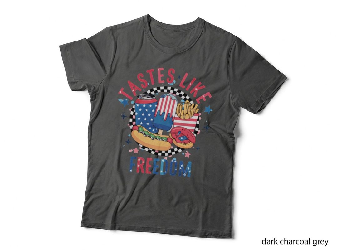Tastes Like Freedom Patriotic T-Shirt, Patriotic Food Icons Graphic Tee