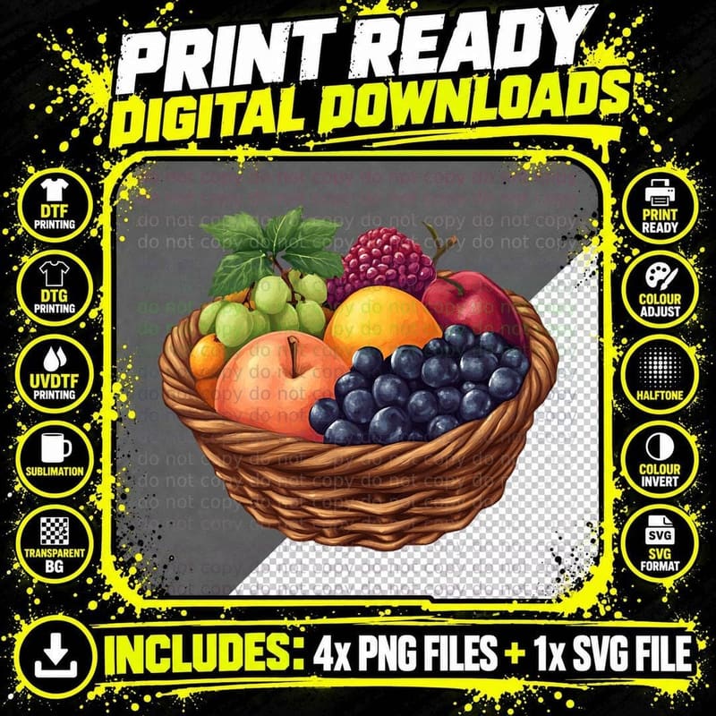 Woven Basket with Fruits Kwanzaa T-Shirt Png SVG Digital Bundle