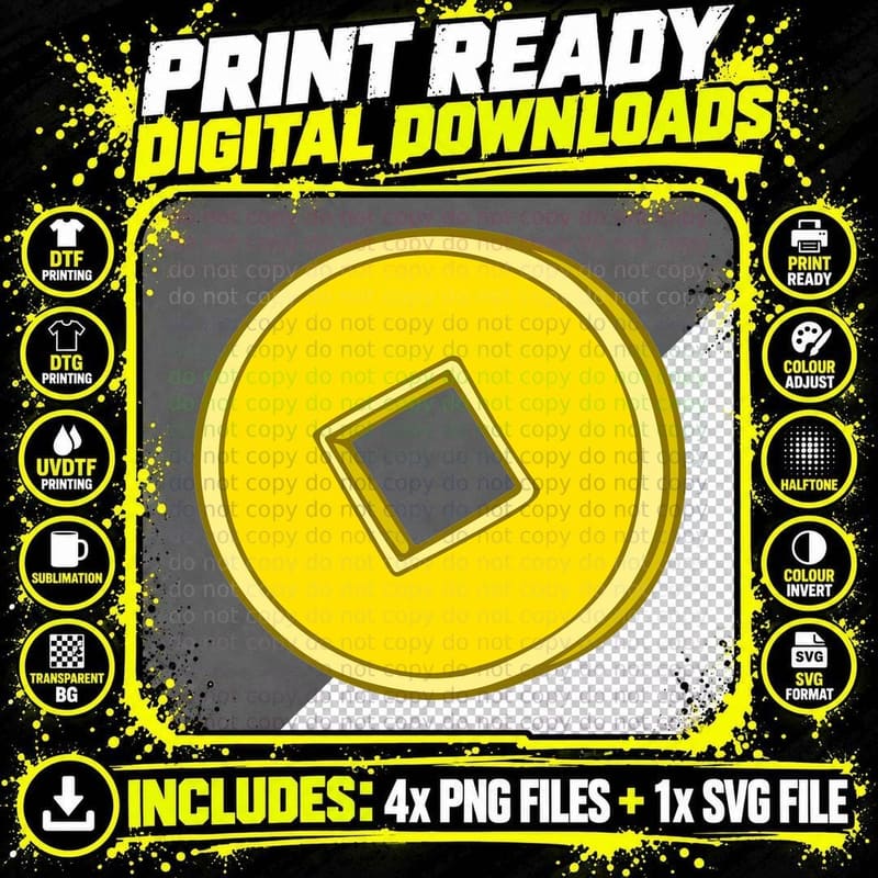 Yellow Circle with Square Cutout Lunar New Year T-Shirt Png SVG Digital Bundle