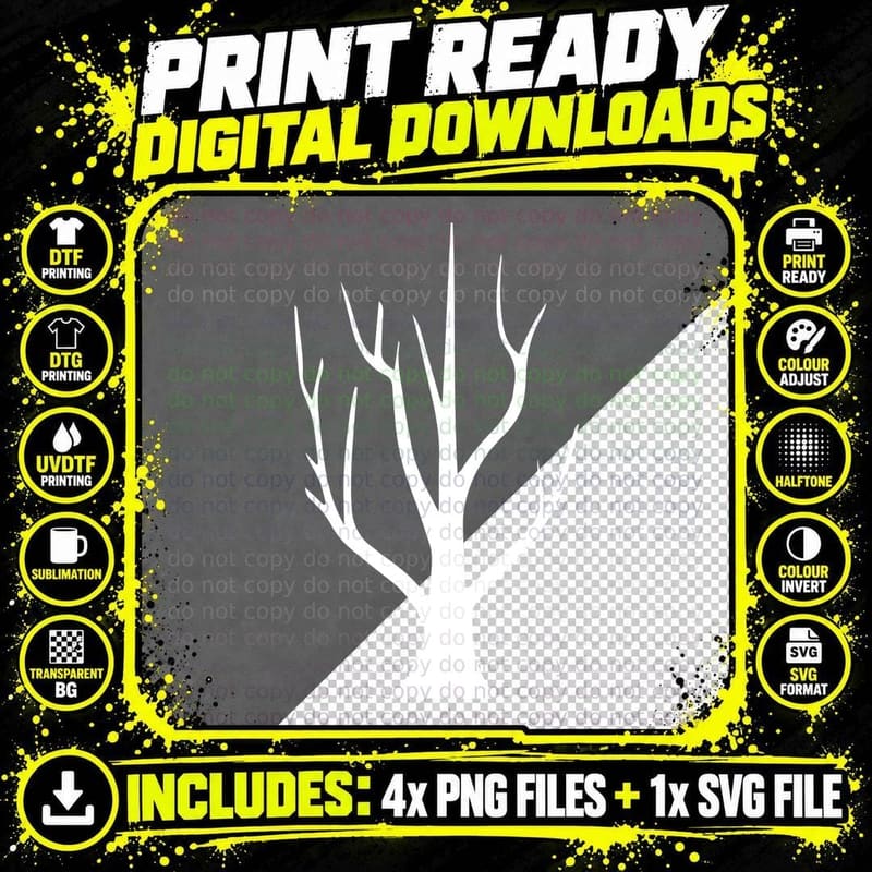 Bare Tree Silhouette Tree 04 T-Shirt, Tree Graphic Tee Png SVG Digital Bundle