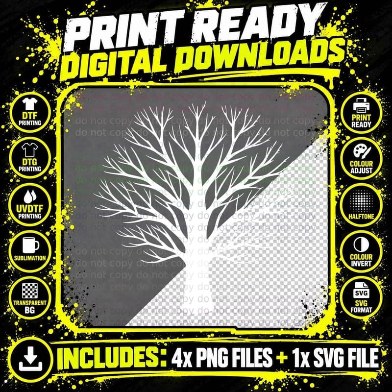 Bare Tree Silhouette Tree Edition T-Shirt Png SVG Digital Bundle