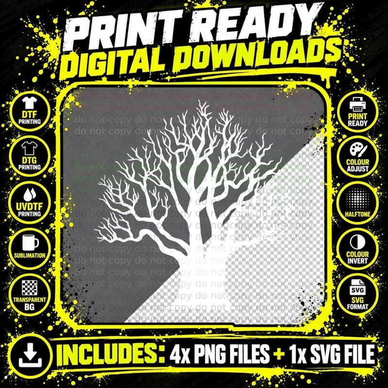 Bare Tree Silhouette Tree Edition T-Shirt Png SVG Digital Bundle