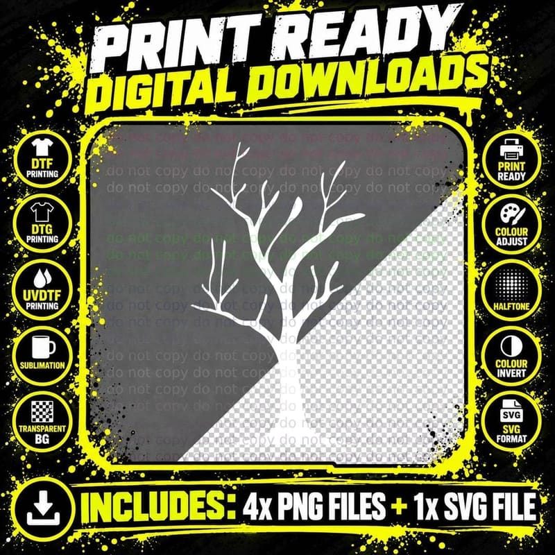 Bare Tree Silhouette Tree Edition T-Shirt Png SVG Digital Bundle