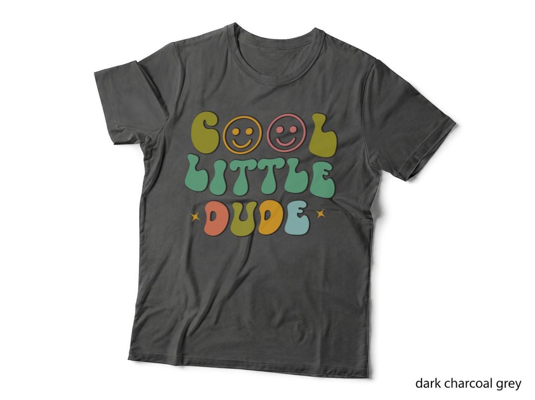 Cool Little Dude Toddler Kids T-Shirt, Smiley Faces on a T-Shirt Graphic Tee