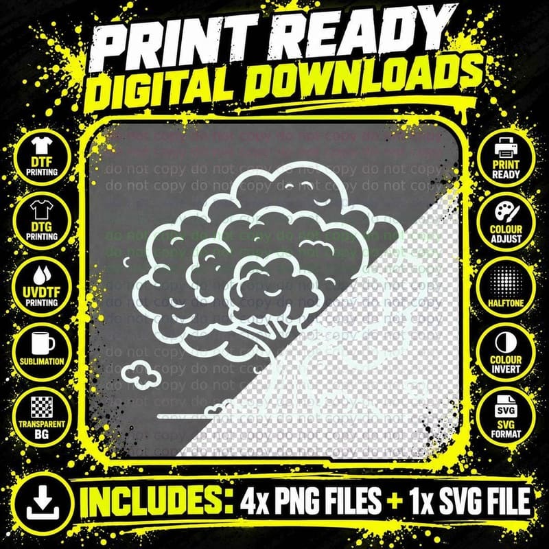 Smiling Clouds Forming a Tree T-Shirt, Tree Graphic Tee Png SVG Digital Bundle