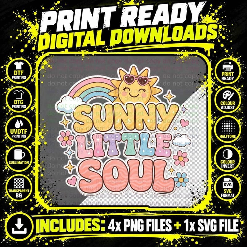 Sunny Little Soul Toddler Kids T-Shirt Png SVG Digital Bundle