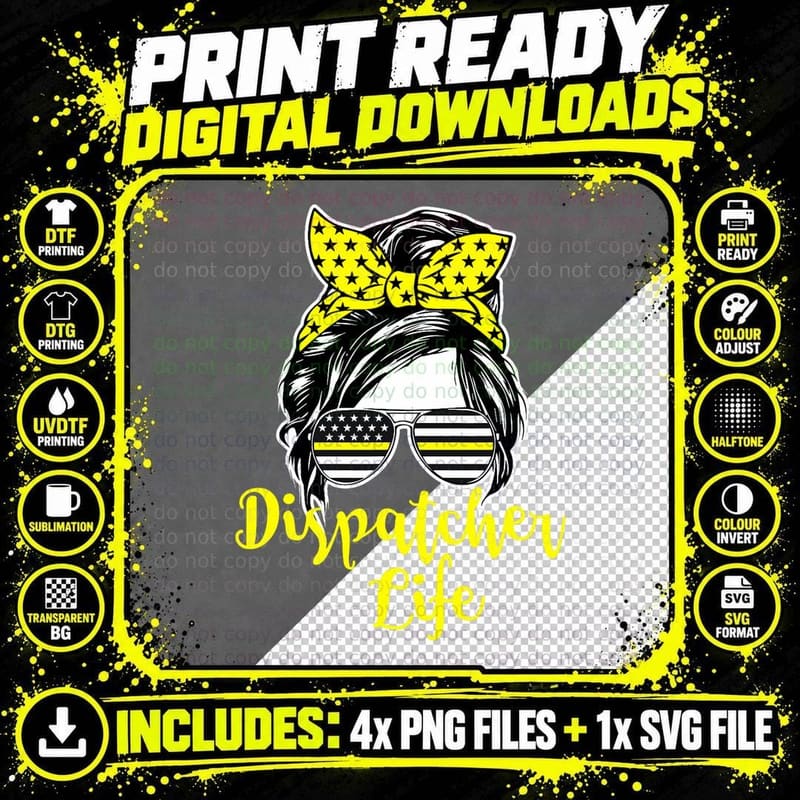 911 Dispatcher Life - Female Operator Emergency Png SVG Digital Bundle