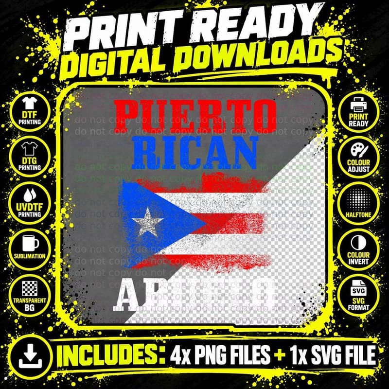 Abuelo Puerto Rican Flag Patriotic Fathers Day Dia Del Png SVG Digital Bundle