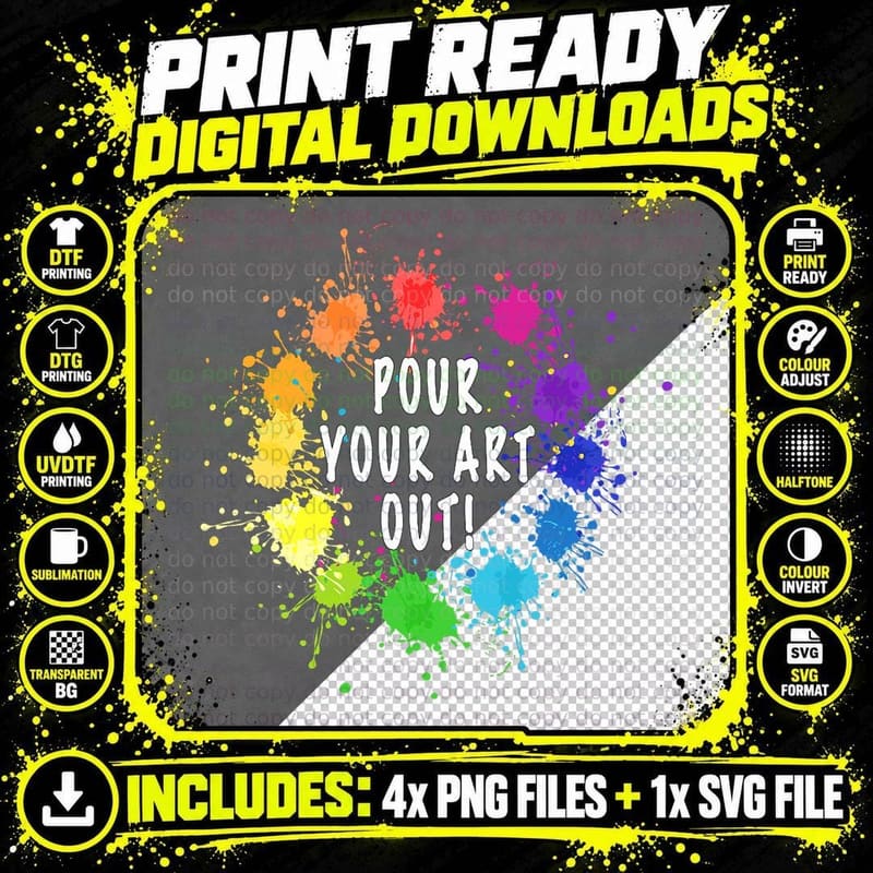 Acrylic Paint Pouring Artist Fluid Art Painter Color Png SVG Digital Bundle