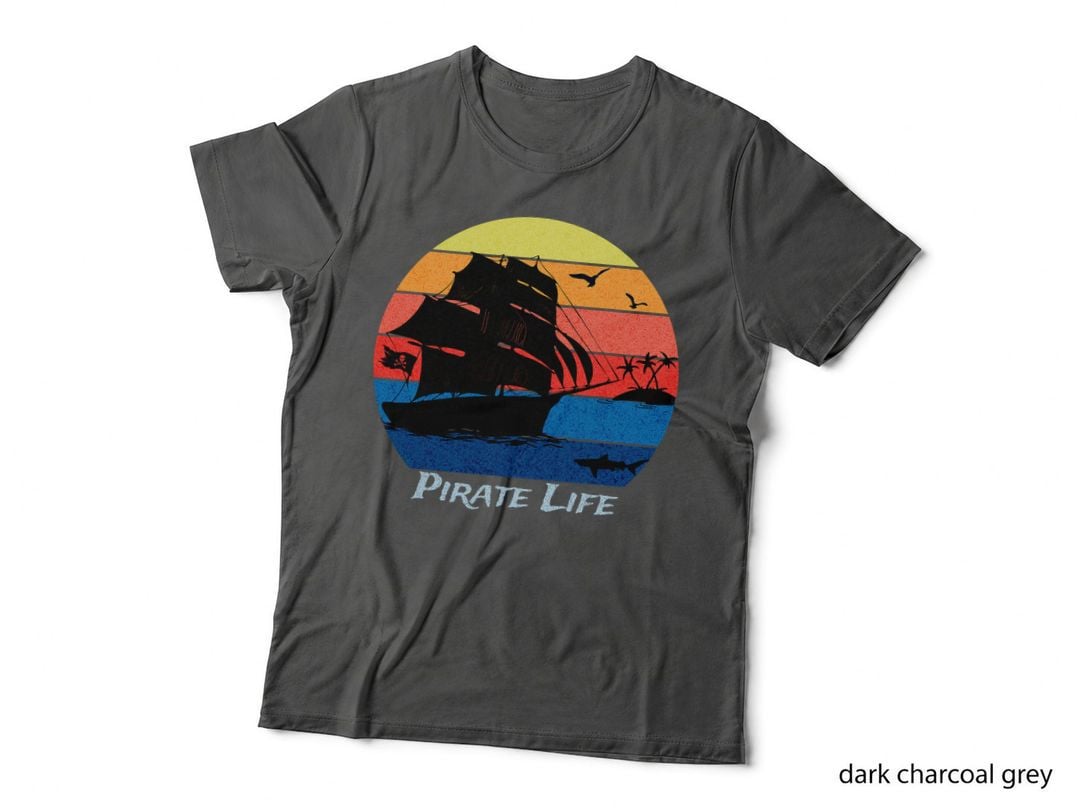 Arrgh Pirate Life Pirate Ship and Jolly Roger Flag Pirate T-Shirt