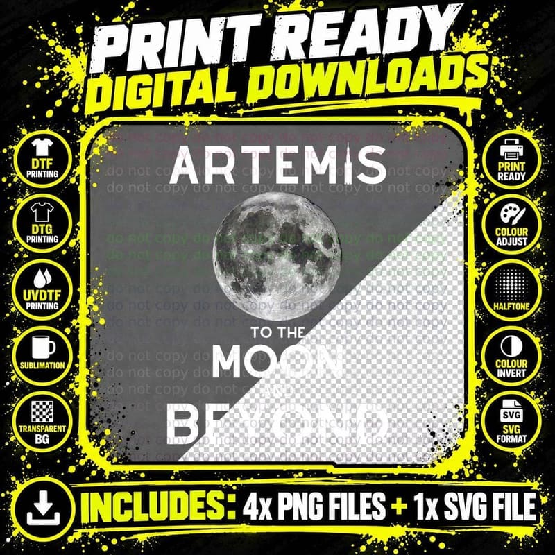 Artemis 1 Sls Rocket Launch Mission to the Moon and Png SVG Digital Bundle