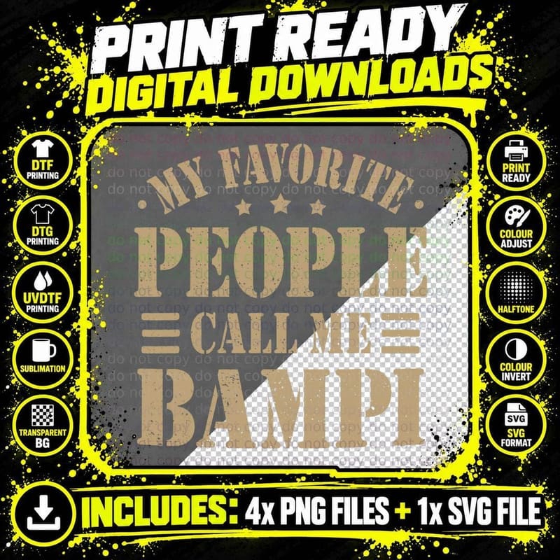 Bampi Tshirts from Grandchildren for Bampi Men Fathers Png SVG Digital Bundle