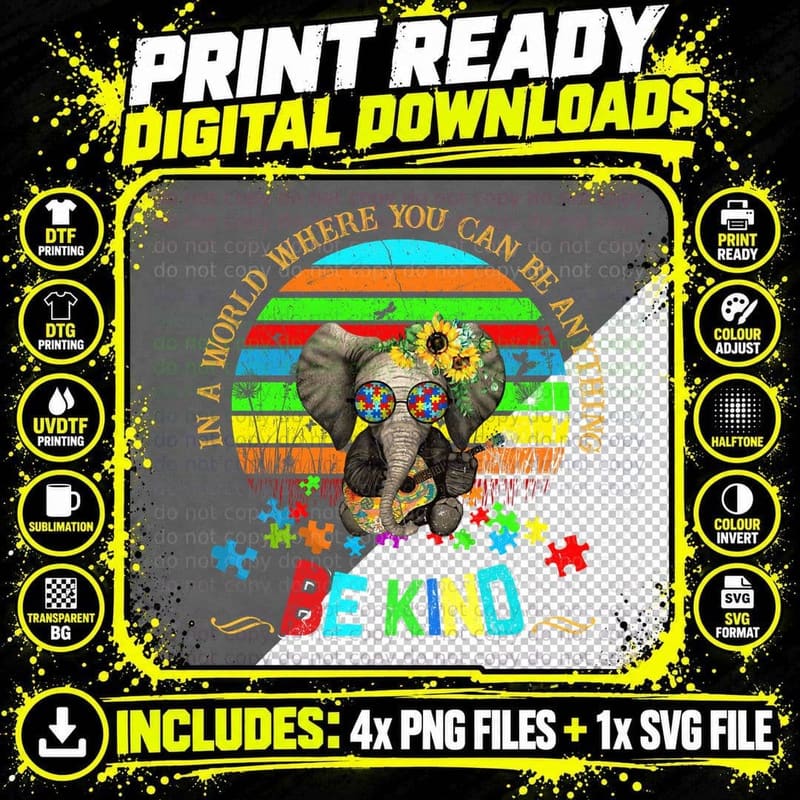 Be Kind Shirt, Support Shirt, Neurodiversity Png SVG Digital Bundle