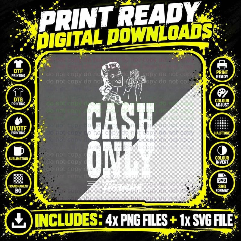 Cash Only Thanks, Reject Central Bank Digital Currency Png SVG Digital Bundle