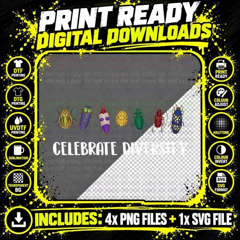 Celebrate Diversity - Entomology Insect Collector Bug Png SVG Digital Bundle