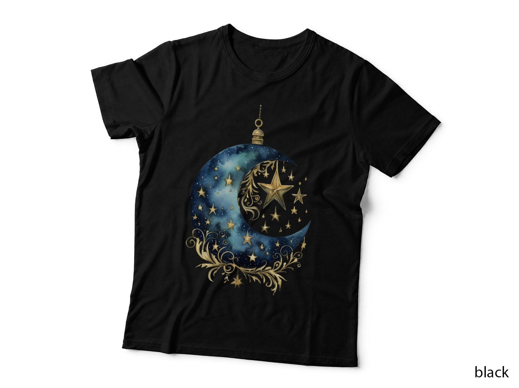 Celestial Moon & Stars Ornament Winter T-Shirt, Winter Graphic Tee